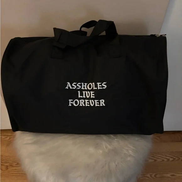 ALF emotional baggage Black Duffel Bag with White Lettering - Picture 5 of 5